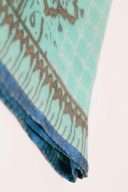 Turquoise Shangri La Wool & Silk Scarf