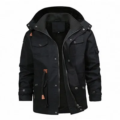 West Louis™ Casual Outwear Men Fleece Warm Hooded Coat