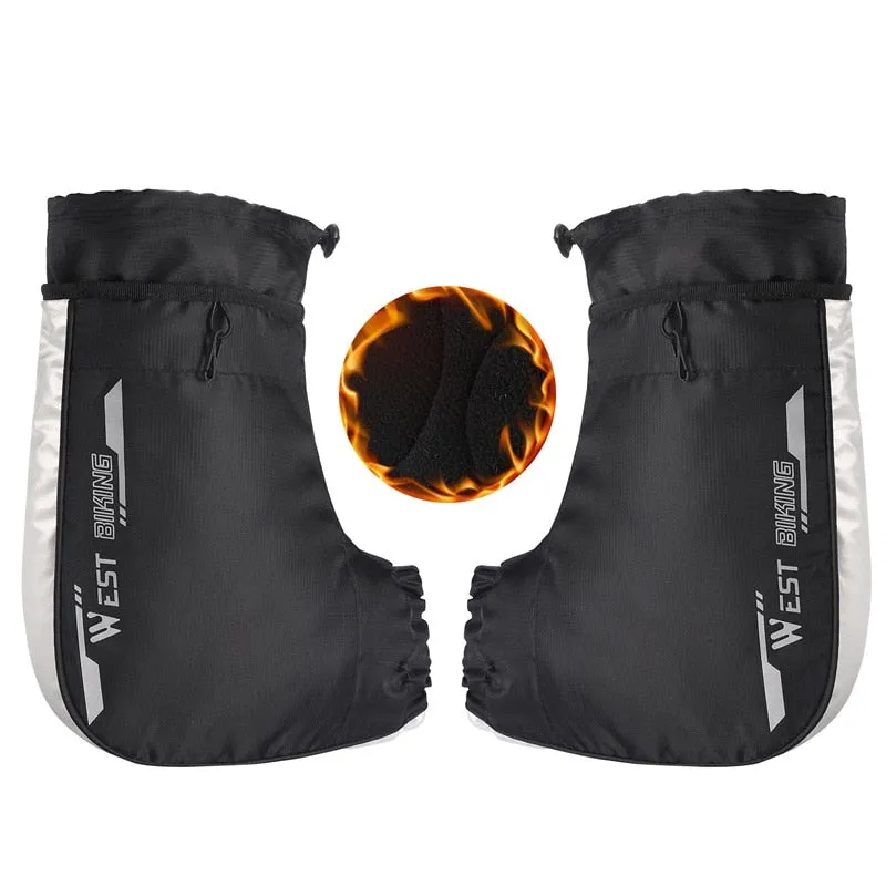 Windproof Thermal Bar Mittens MTB Road Bicycle Electric Bike Commuter Handlebar Cover Reflective Cycling Gloves