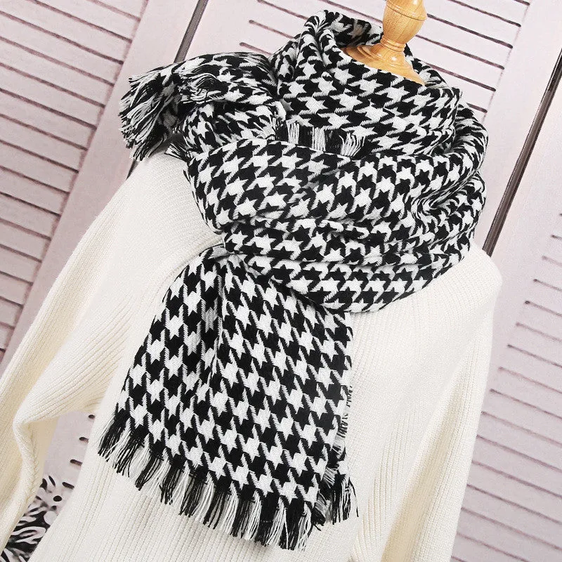 Women's Fall Winter Scarf Classic Tassel Plaid Scarf Warm Soft Chunky Large Blanket Wrap Shawl Scarves