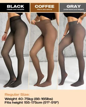 Women's Thermal Leggings Insulated Tights Fleece Lined High Waist Elasticity Thick Plush Women Pantyhose Winter Below 70kg